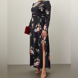 Ieena for Mac Duggal Faux Wrap Floral Gown, 14